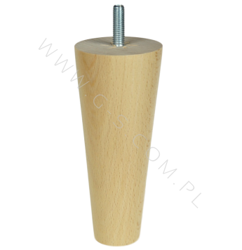 BEECH WOODEN LEG, CONE DESIGN, H - 130 MM, STRAIGHT, LACQUERED