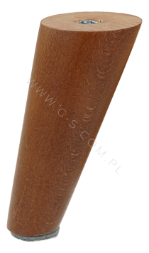 BEECH WOODEN LEG, CONE DESIGN, H - 100 MM, ANGLE, NUT LACQUERED