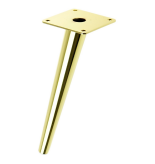 STEEL LEG, CONE DESIGN, ANGLE, H - 180 MM, MOUNTING PLATE, BRASS COLOUR
