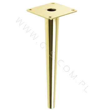 STEEL LEG, CONE DESIGN, STRAIGHT, H - 180 MM, MOUNTING PLATE, BRASS COLOUR