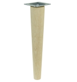 Noga dębowa prosta, stożek 35 cm surowa z blachą montażową