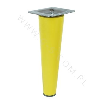 Noga bukowa prosta, stożek 15 cm żółta z blachą montażową