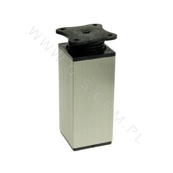 ADJUSTABLE FOOT FOR FURNITURE, H - 150 MM, SIZE 40 X 40 MM, INOX COLOUR
