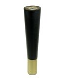 Nóżka bukowa prosta stożek 25 cm czarna, z nakładką antico