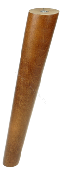 BEECH WOODEN LEG, CONE DESIGN, H - 450 MM, ANGLE, NUT LACQUERED