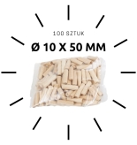 100 X kołek drewniany meblowy Ø 10 X 50 mm