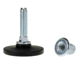 ADJUSTABLE FOOT M10 X 56 MM WITH INSERT NUT M10, ROUND BASE