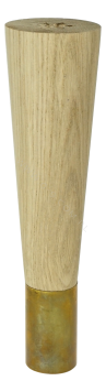 OAK WOODEN LEG, CONE DESIGN, H - 200 MM, STRAIGHT, UNFINISHED, BRASS COVER