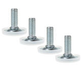 100 PIECES, ADJUSTABLE FOOT M10 x 32 MM, ROUND BASE