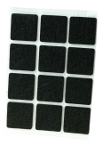 ADHESIVE FELT PADS FOR FURNITURE 25X25 MM (12 PCS) BLACK