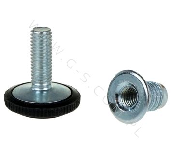 ADJUSTABLE FOOT M8 X 22 MM WITH INSERT NUT M8, ROUND BASE