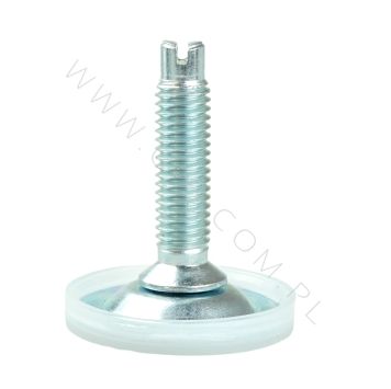 100 PIECES, ADJUSTABLE FOOT M8 x 40 MM, ROUND BASE, SLOT DRIVE