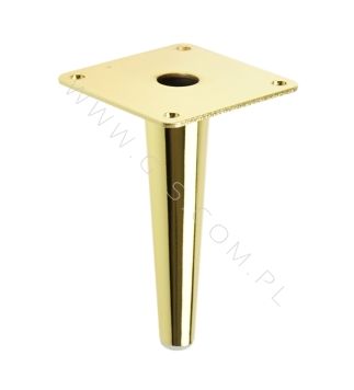 STEEL LEG, CONE DESIGN, STRAIGHT, H - 130 MM, MOUNTING PLATE, BRASS COLOUR