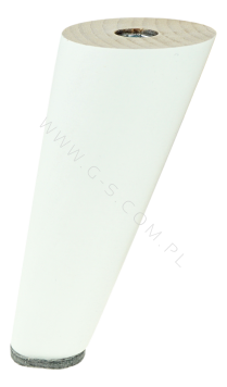 BEECH WOODEN LEG, CONE DESIGN, H - 100 MM, ANGLE, WHITE LACQUERED
