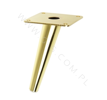 STEEL LEG, CONE DESIGN, ANGLE, H - 130 MM, MOUNTING PLATE, BRASS COLOUR