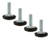 100 PIECES, ADJUSTABLE FOOT M6 x 20 MM, ROUND BASE