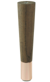 Nóżka dębowa prosta stożek 20 cm bejca czekolada, z nakładką miedzianą