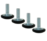 100 PIECES, ADJUSTABLE FOOT M10 x 25 MM, ROUND BASE