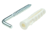 SCREW IN HOOK 5,0 X 45 MM, WITH PLASTIC EXPANSION DOWEL 8 X 40 MM