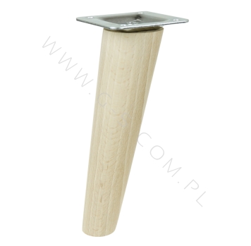 BEECH WOODEN LEG, CONE DESIGN, H - 200 MM, ANGLE, UNFINISHED, MOUNTING PLATE