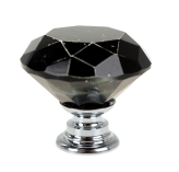 Uchwyt czarny kryształ - diament 30 mm, srebrna podstawa