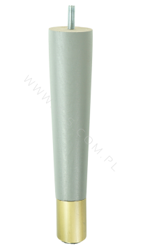 Nóżka bukowa prosta stożek 20 cm z nakładką z mosiądzu ze szpilką M8 x 25 mm szary mat