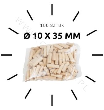 100 X kołek drewniany meblowy Ø 10 X 35 mm