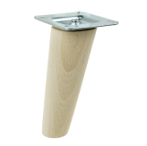 BEECH WOODEN LEG, CONE DESIGN, H - 150 MM, ANGLE, UNFINISHED, MOUNTING PLATE