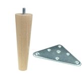 BEECH WOODEN LEG, CONE DESIGN, H - 200 MM, STRAIGHT, UNFINISHED