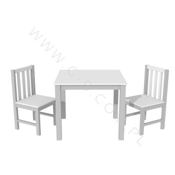 Zestaw dziecięcy drewniany stolik + 2 krzesełka, szary