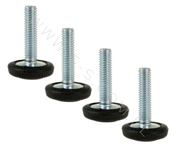 100 PIECES, ADJUSTABLE FOOT M6 x 25 MM, ROUND BASE