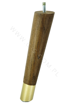 Nóżka dębowa skośna stożek 20 cm z nakładką z mosiądzu ze szpilką M8 x 25 mm