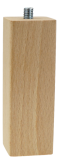 BEECH WOODEN LEG, SQUARE DESIGN, H - 100 MM, STRAIGHT, UNFINISHED, MOUNTING PLATE