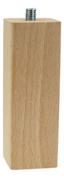 BEECH WOODEN LEG, SQUARE DESIGN, H - 100 MM, STRAIGHT, UNFINISHED, MOUNTING PLATE