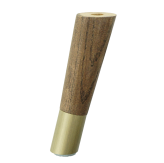 Nóżka dębowa skośna stożek 15 cm z nakładką z mosiądzu