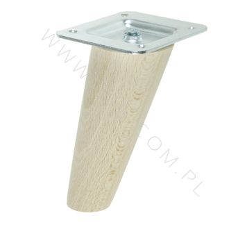 BEECH WOODEN LEG, CONE DESIGN, H - 100 MM, ANGLE, UNFINISHED, MOUNTING PLATE