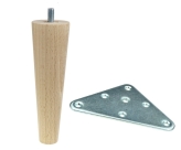 BEECH WOODEN LEG, CONE DESIGN, H - 150 MM, STRAIGHT, UNFINISHED