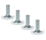 100 PIECES, ADJUSTABLE FOOT M10 x 32 MM, ROUND BASE