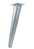 Noga bukowa skośna, stożek 25 cm srebrna z blachą montażową