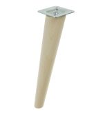 BEECH WOODEN LEG, CONE DESIGN, H - 680 MM, ANGLE, UNFINISHED, MOUNTING PLATE