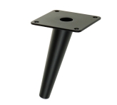 STEEL LEG, CONE DESIGN, ANGLE, H - 130 MM, MOUNTING PLATE, BLACK MAT COLOUR