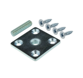 FIXING PLATE FOR STRAIGHT LEG M8, SIZE 37 X 37 X 3 MM, WITH PIN M8 X 30 MM