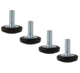 100 PIECES, ADJUSTABLE FOOT M6 x 15 MM, ROUND BASE