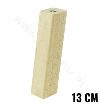 BEECH WOODEN LEG, SQUARE DESIGN, H - 130 MM, ANGLE, UNFINISHED
