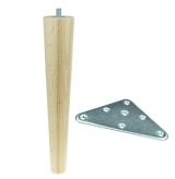 BEECH WOODEN LEG, CONE DESIGN, H - 250 MM, STRAIGHT, UNFINISHED