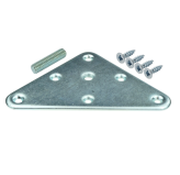 FIXING PLATE FOR STRAIGHT LEG M8, SIZE 90 X 90 X 1,5 MM, WITH PIN M8 X 30 MM